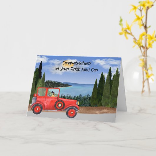 Gefeliciteerd met aankoop eerste nieuwe auto kaart (Gele Bloem)