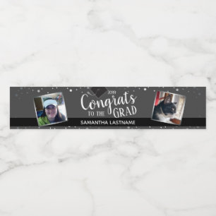 Gefeliciteerd met Afstudeerder Elegant Silver Phot Waterfles Etiket