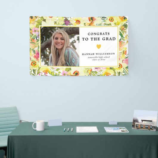 Gefeliciteerd met Afstudeerder Yellow Daffodil Fot Spandoek (Beurs)