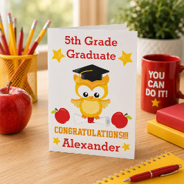 Gefeliciteerd met afstuderen 5e klas in rood en go kaart