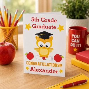 Gefeliciteerd met afstuderen 5e klas in rood en go kaart