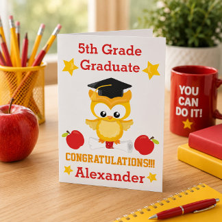 Gefeliciteerd met afstuderen 5e klas in rood en go kaart