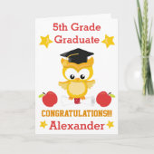 Gefeliciteerd met afstuderen 5e klas in rood en go kaart (Voorkant)