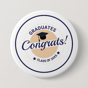 Gefeliciteerd met afstuderen aanpasbaar elegant ronde button 7,6 cm