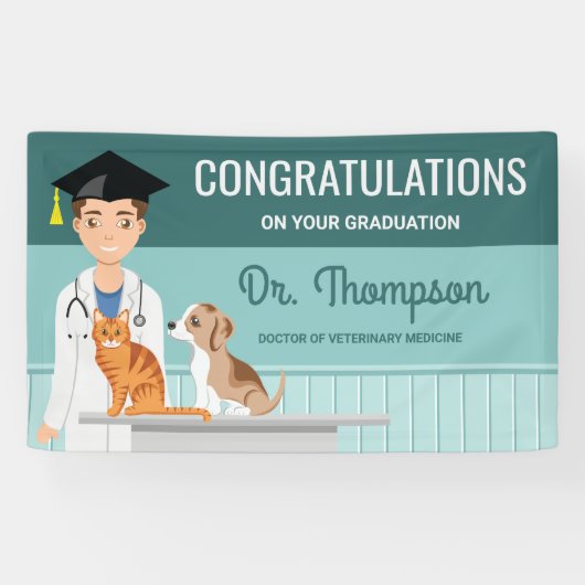 Gefeliciteerd met afstuderen als dierenarts DVM Spandoek (Horizontaal)