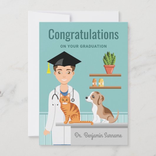 Gefeliciteerd met afstuderen als dierenartsstudent kaart (Voorkant)