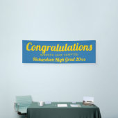 Gefeliciteerd met Afstuderen Blue en Gold Spandoek (Beurs)