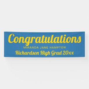 Gefeliciteerd met Afstuderen Blue en Gold Spandoek