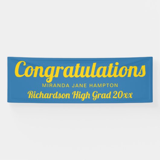 Gefeliciteerd met Afstuderen Blue en Gold Spandoek (Horizontaal)