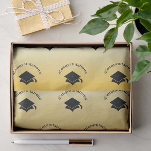 Gefeliciteerd met Afstuderen Gold-weefselpapier Tissuepapier (Geschenk)