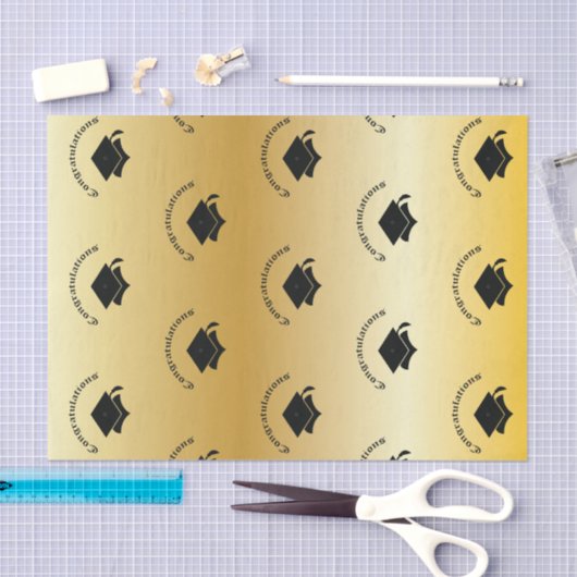 Gefeliciteerd met Afstuderen Gold-weefselpapier Tissuepapier (Craft)