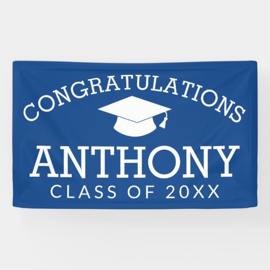 Gefeliciteerd met Afstuderen graduatiemap - blauw Spandoek (Horizontaal)