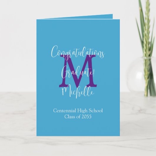 Gefeliciteerd met Afstuderen, Monogram Groet Kaart (Voorkant)