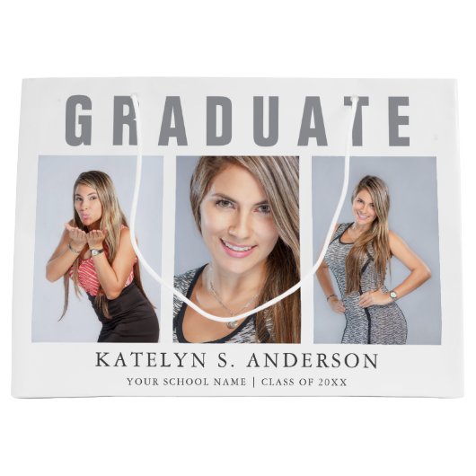 Gefeliciteerd met afstuderen Photo Collage Groot Cadeauzakje (Voorkant)
