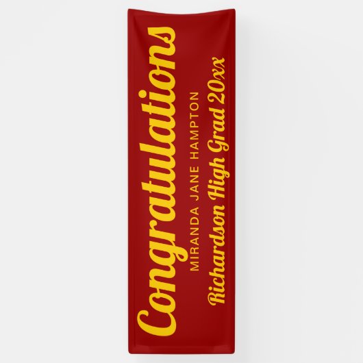 Gefeliciteerd met Afstuderen Red en Gold Banner (Verticaal)