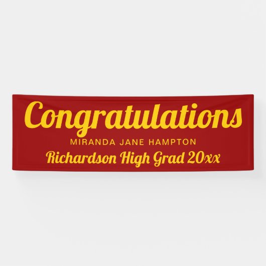 Gefeliciteerd met Afstuderen Red en Gold Banner (Horizontaal)