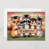 Gefeliciteerd met afstuderen schattige dieren  briefkaart (Voorkant / Achterkant)