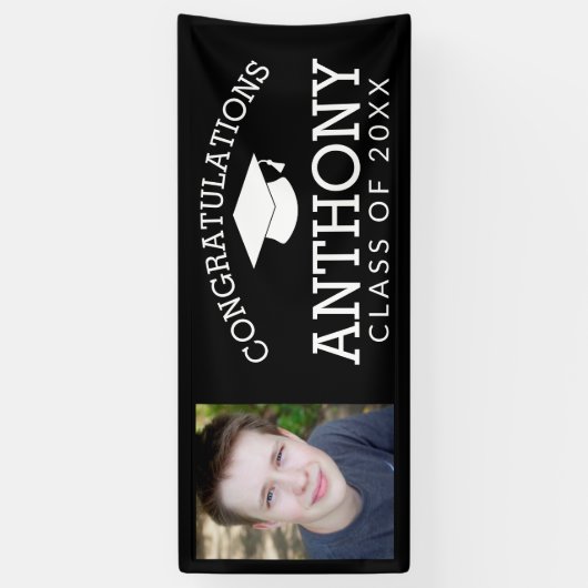 Gefeliciteerd met Afstuderen studiepunt en foto Spandoek (Verticaal)