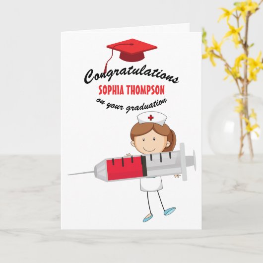 Gefeliciteerd met Afstuderen van de verpleegschool Kaart (Gele Bloem)