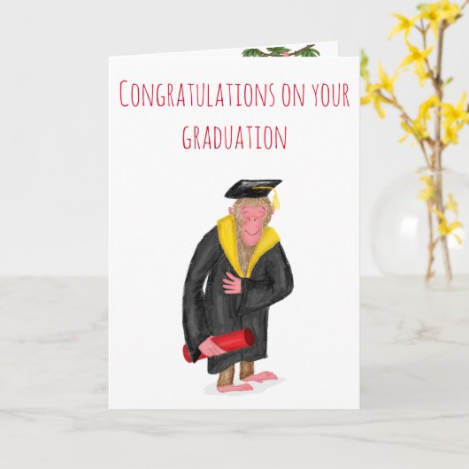 Gefeliciteerd met afstuderen van Funny Mapkey Kaart (Gele Bloem)