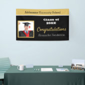 Gefeliciteerd met Afstuderen van Modern Black Gold Spandoek (Beurs)