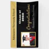 Gefeliciteerd met Afstuderen van Modern Black Gold Spandoek (Verticaal)