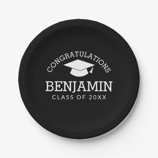 Gefeliciteerd met Afstuderen zwarte afkorting Papieren Bordje (Voorkant)