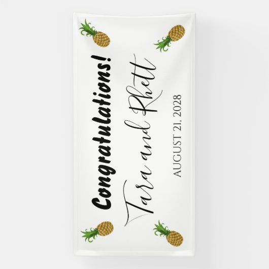 Gefeliciteerd met ananas Wedding Reception Banner (Verticaal)