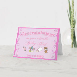 Gefeliciteerd met Baby Girl/Pink Kaart