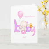 Gefeliciteerd met baby meisje kaart (Gele Bloem)