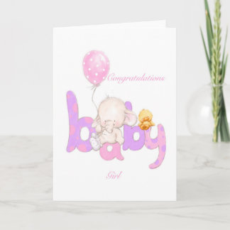 Gefeliciteerd met baby meisje kaart