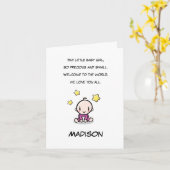 Gefeliciteerd met baby met naam baby kaart (Gele Bloem)