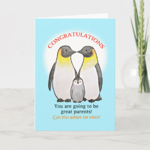 Gefeliciteerd met baby nieuwe ouders pinguïn  kaart