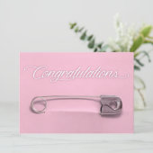 Gefeliciteerd met Baby Safety Pin Kaart (Staand voorkant)