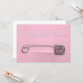 Gefeliciteerd met Baby Safety Pin Kaart (Voorkant / Achterkant in situ)