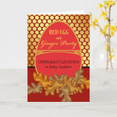 Gefeliciteerd met Baby's Red Egg en Ginger Party Kaart (Gele Bloem)