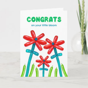 Gefeliciteerd met ballonbloemen voor nieuwe baby kaart