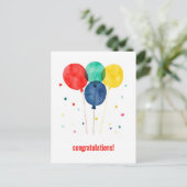 Gefeliciteerd met Ballonnen en Confetti Briefkaart (Staand voorkant)