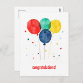 Gefeliciteerd met Ballonnen en Confetti Briefkaart (Voorkant / Achterkant)
