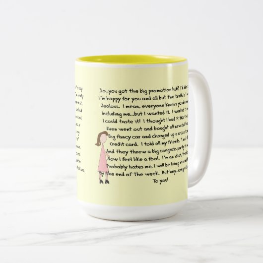 Gefeliciteerd met banenbevorderingscadeaus (Vrouw) Tweekleurige Koffiemok (Voorkant rechts)