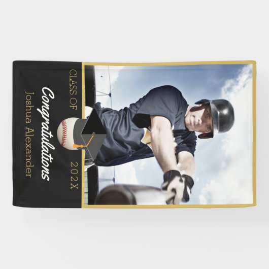 Gefeliciteerd met Baseball-speler op foto afstuder Spandoek (Horizontaal)