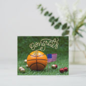Gefeliciteerd met Basketball met de Amerikaanse vl Briefkaart (Staand voorkant)