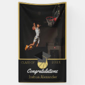 Gefeliciteerd met Basketball-speler op foto afstud Spandoek (Verticaal)