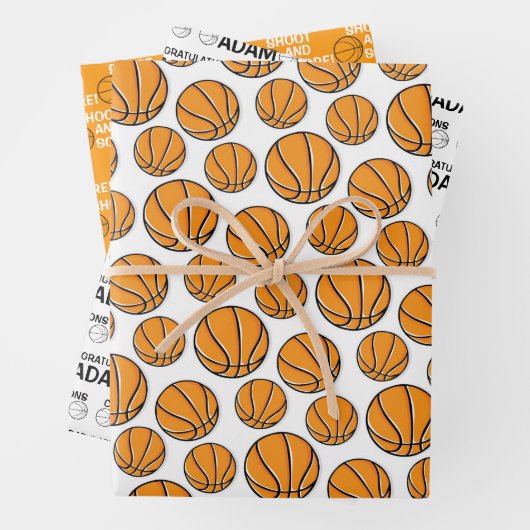 Gefeliciteerd met Basketball Wrapping Paper Sheets (In situ)