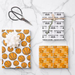 Gefeliciteerd met Basketball Wrapping Paper Sheets