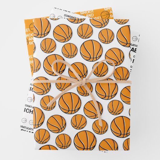 Gefeliciteerd met Basketball Wrapping Paper Sheets (In situ)