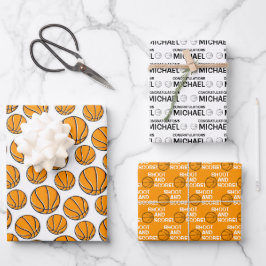 Gefeliciteerd met Basketball Wrapping Paper Sheets