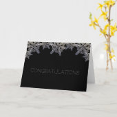 Gefeliciteerd met Black and White Crystal Snowflak Kaart (Gele Bloem)