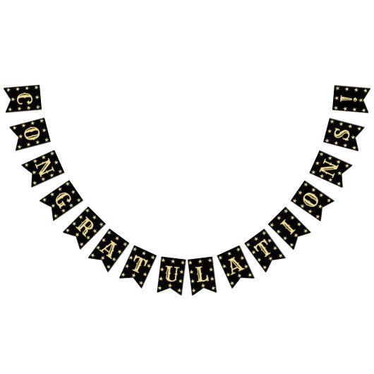 Gefeliciteerd met Black Gold Decor Modern Afstuder Vlaggetjes (Alle)