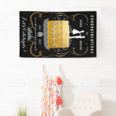 Gefeliciteerd met Black & Gold Engagement Party Spandoek (Insitu)